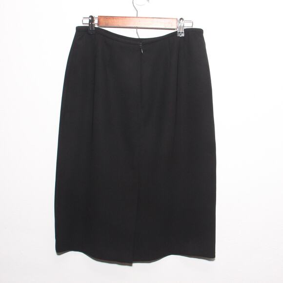 Vintage LeSuit Satin Ruffle Collar Black Suit skirt set Size 8 - Picture 11 of 12